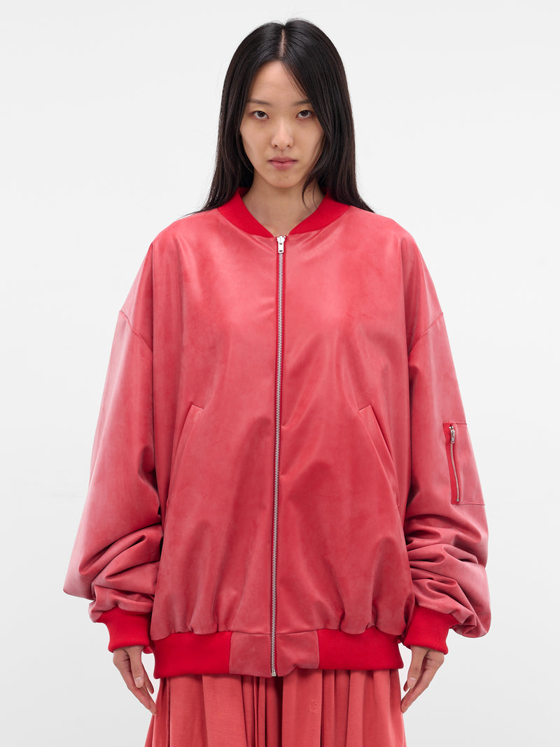 Red Reversible Latex Bomber Jacket (RB001-REVERSIBLE-RED)