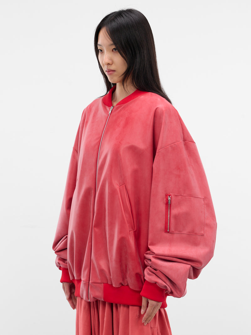 Red Reversible Latex Bomber Jacket (RB001-REVERSIBLE-RED)