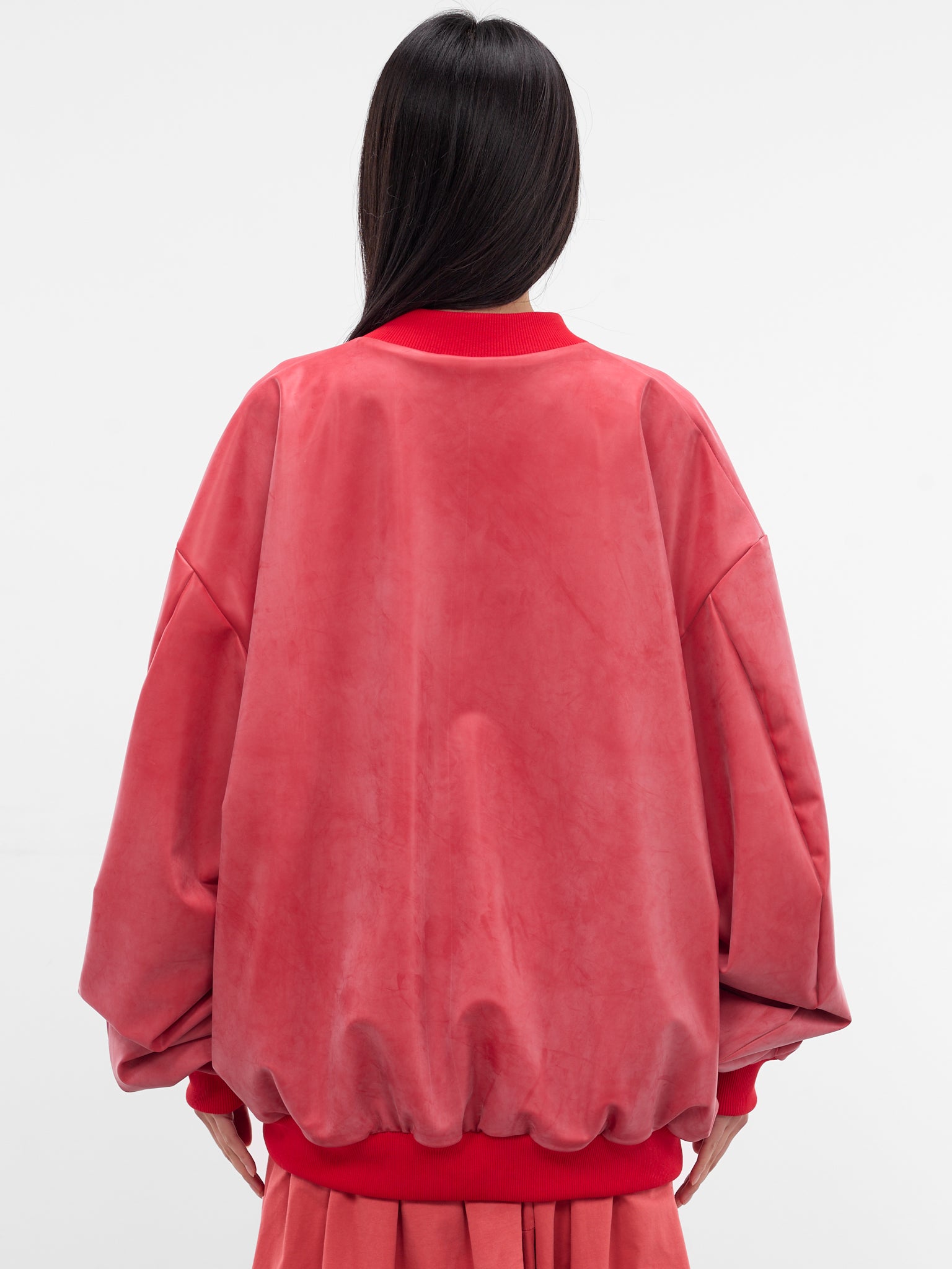 Red Reversible Latex Bomber Jacket (RB001-REVERSIBLE-RED)