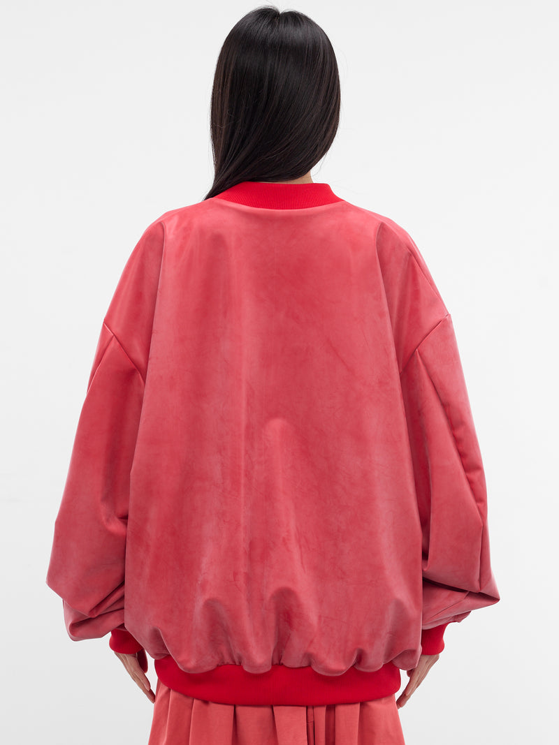 Red Reversible Latex Bomber Jacket (RB001-REVERSIBLE-RED)