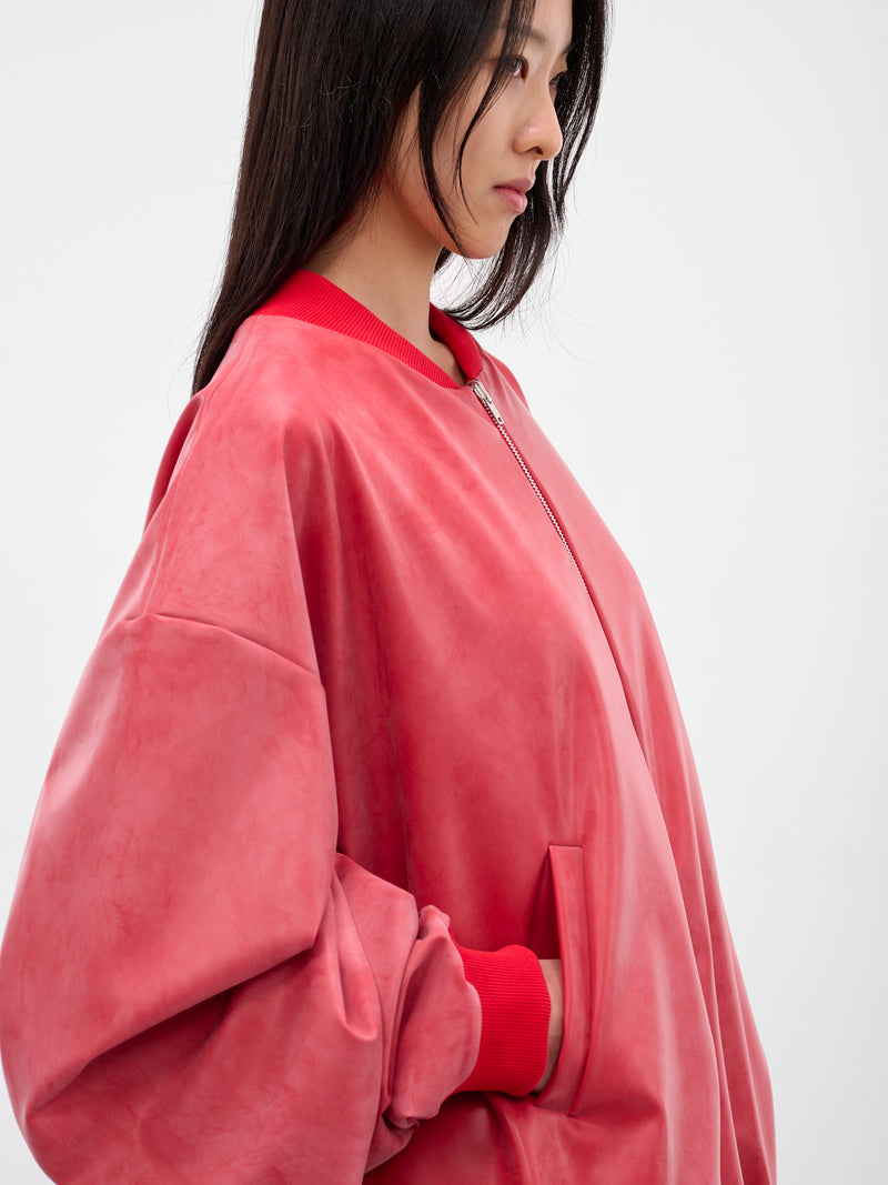 Red Reversible Latex Bomber Jacket (RB001-REVERSIBLE-RED)