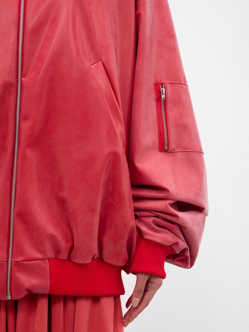 Red Reversible Latex Bomber Jacket (RB001-REVERSIBLE-RED)
