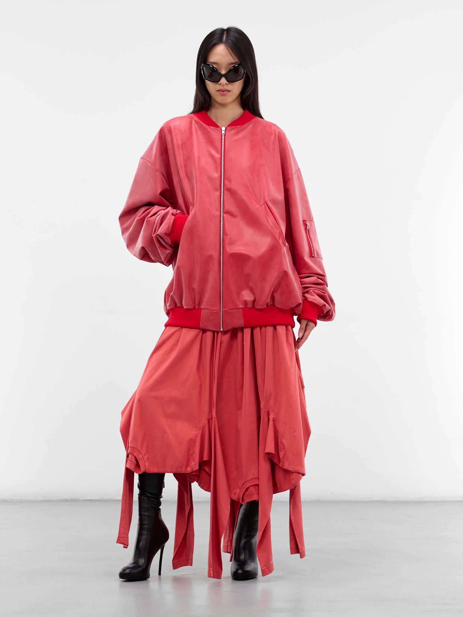 Red Reversible Latex Bomber Jacket (RB001-REVERSIBLE-RED)
