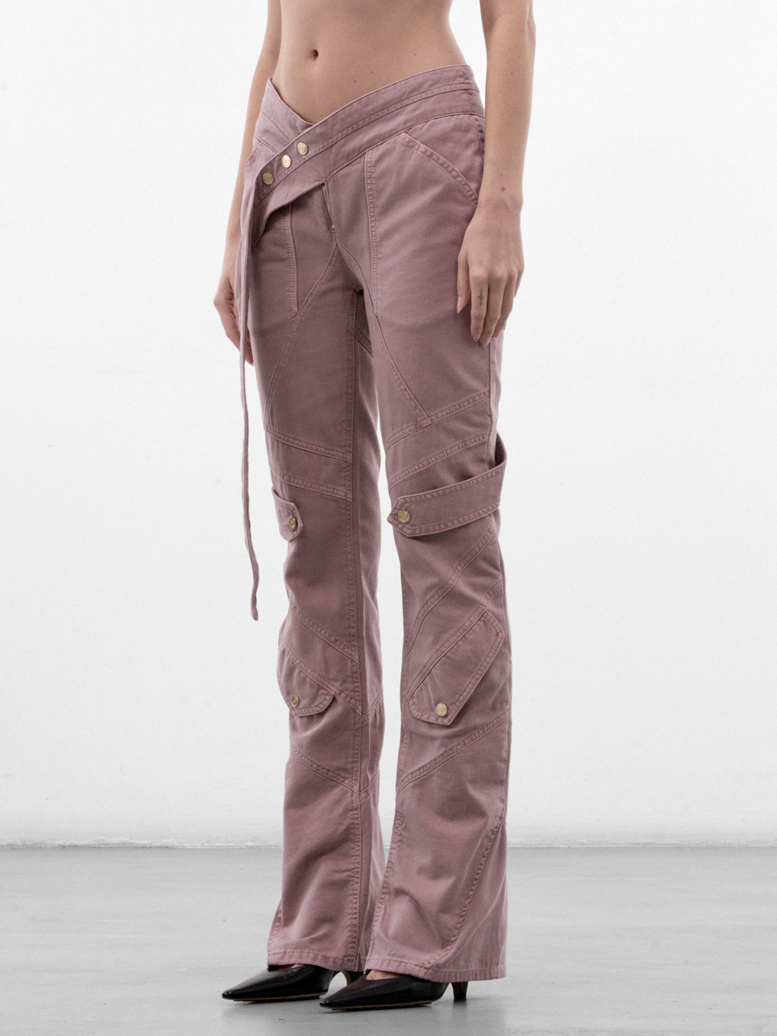 Purple Cotton Sash Cargo Pants (RF6026-T33US-PURPLE-SAGE)