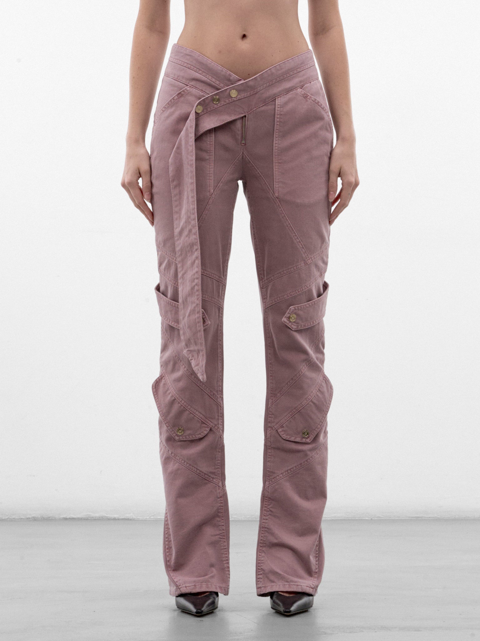 Purple Cotton Sash Cargo Pants (RF6026-T33US-PURPLE-SAGE)