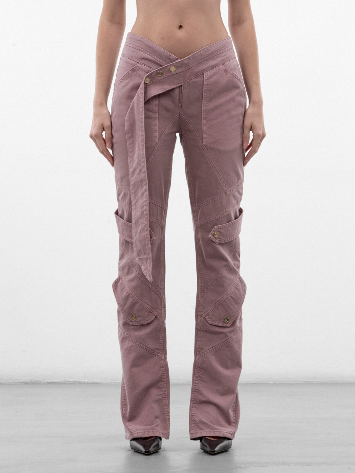 Purple Cotton Sash Cargo Pants (RF6026-T33US-PURPLE-SAGE)
