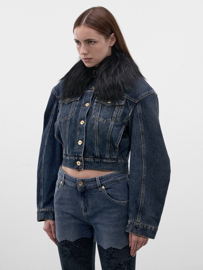 Blue Denim Plush Collar Jacket (RF6132-D15US-DENIM-BLUE)