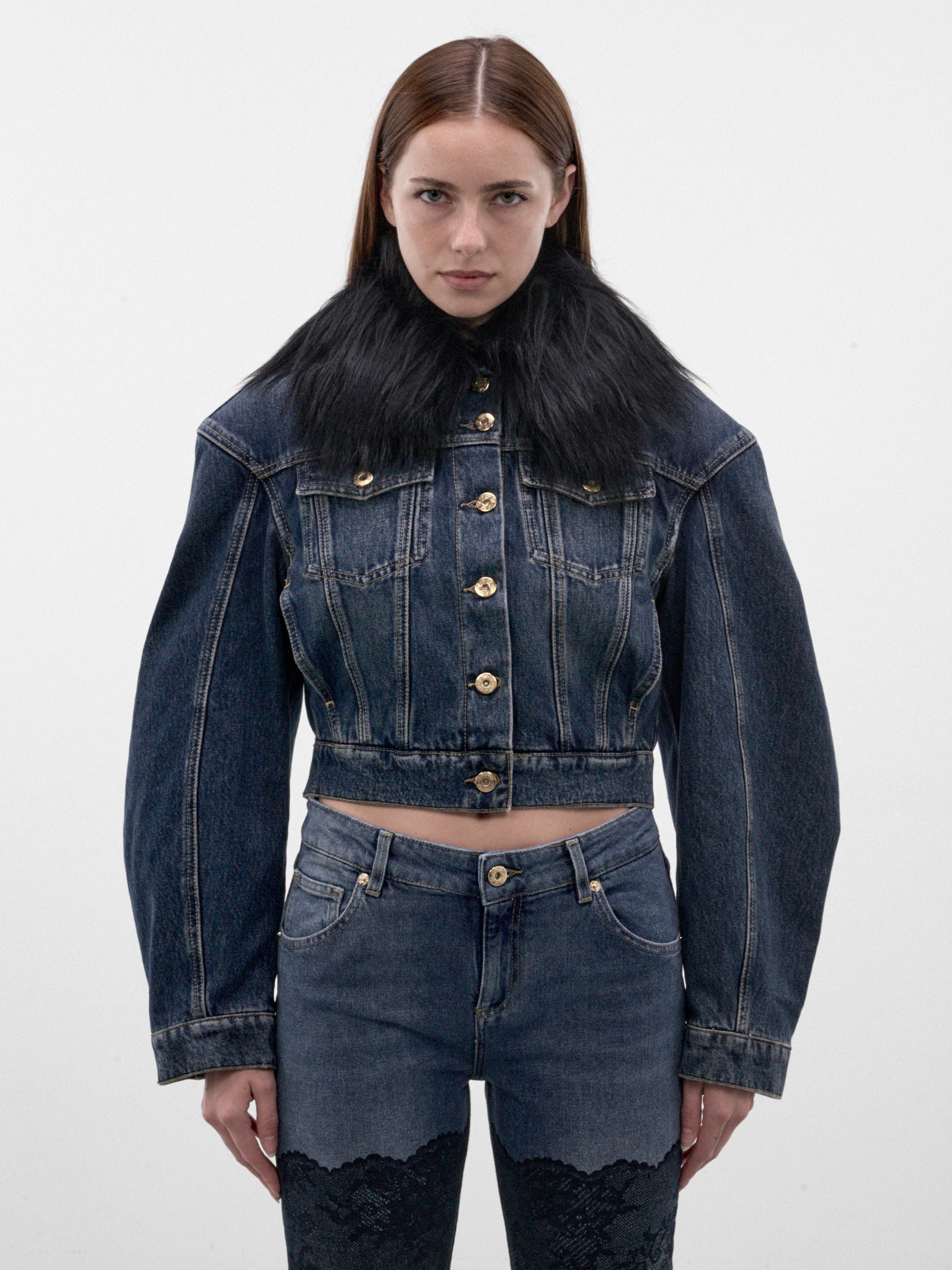 Blue Denim Plush Collar Jacket (RF6132-D15US-DENIM-BLUE)