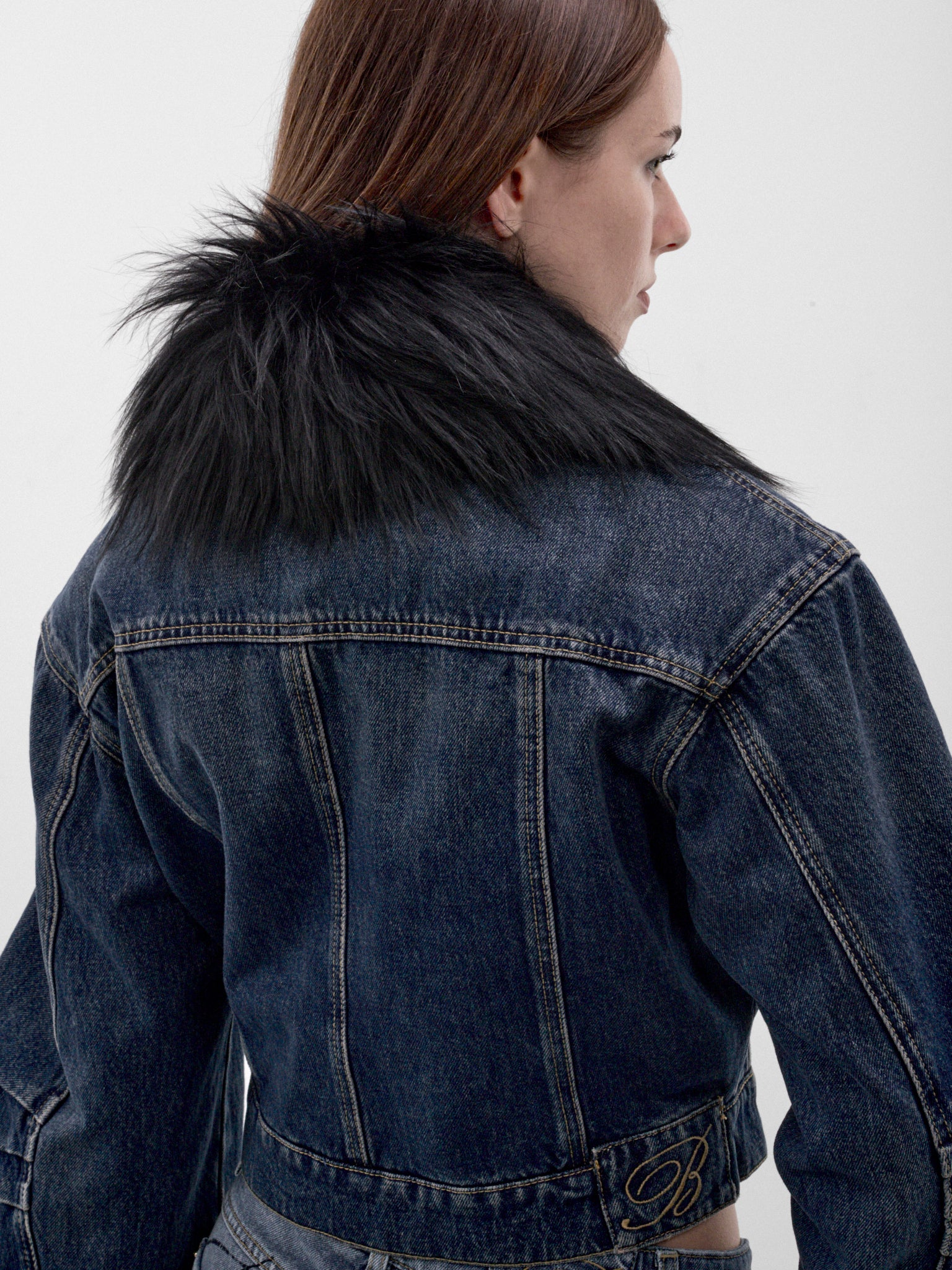 Blue Denim Plush Collar Jacket (RF6132-D15US-DENIM-BLUE)