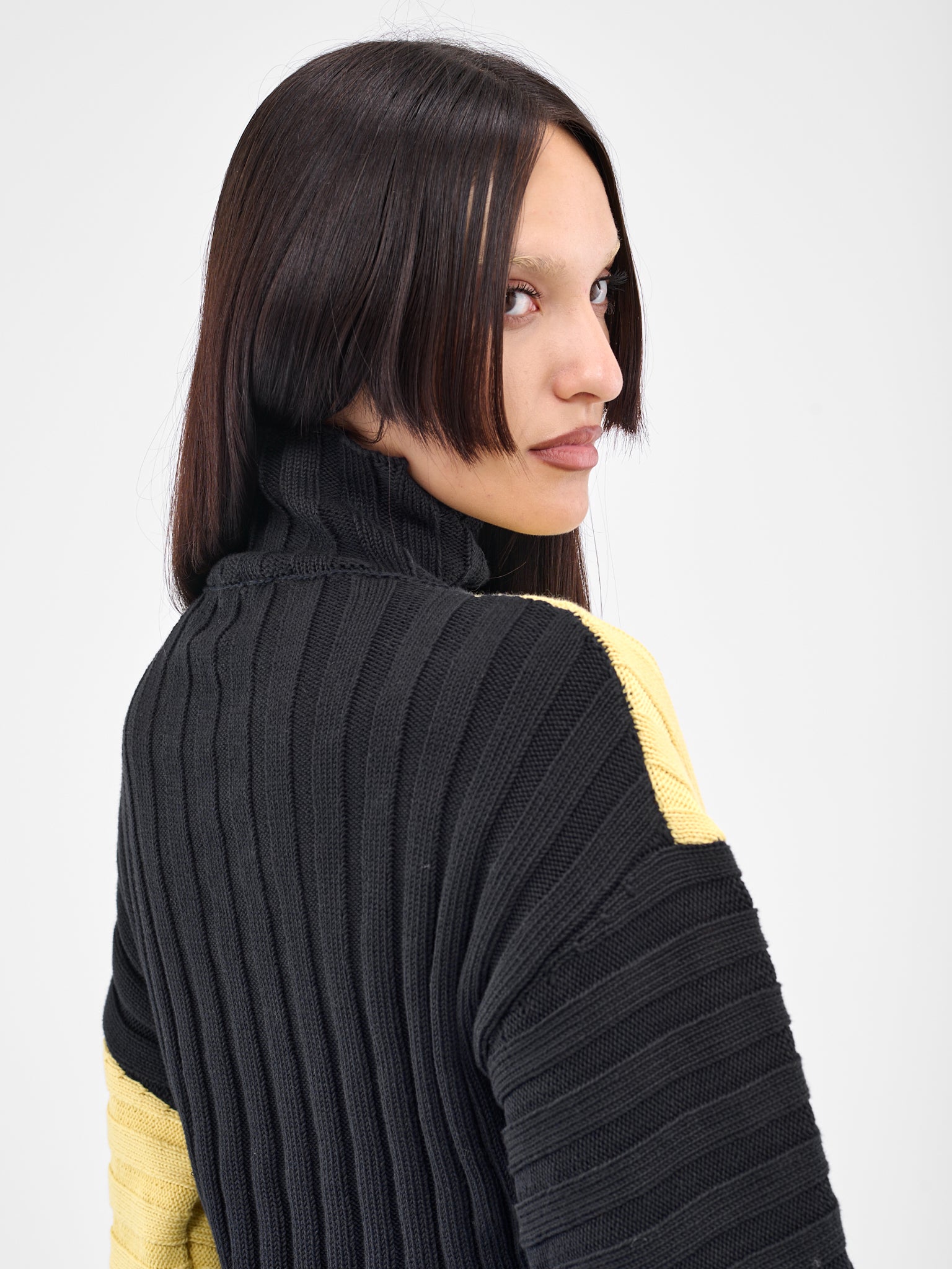 Mistake Rib Pattern Jumper Asymmetric Rib Knit Jumper (RIBBED-JUMPER-MIMOSA-INDIGO)