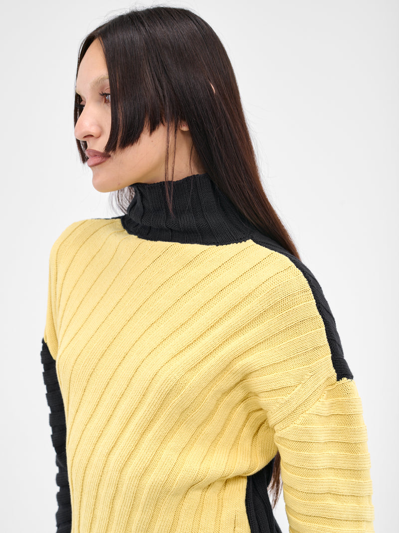 Asymmetric Rib Knit Jumper (RIBBED-JUMPER-MIMOSA-INDIGO)