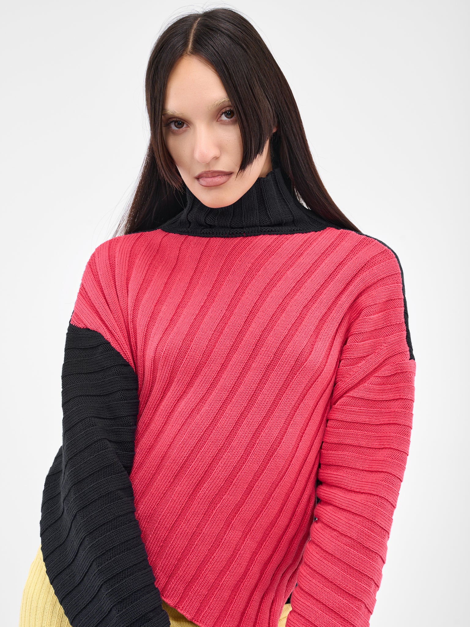 Mistake Rib Pattern Jumper Asymmetric Rib Knit Jumper (RIBBED-JUMPER-BLUSH-INDIGO)