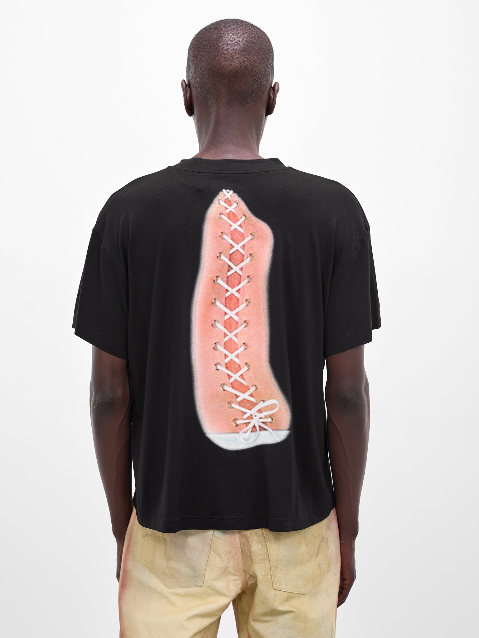 Black Lace-Up Ribbon Graphic Tee (RIBBON-T-SHIRT-BLACK)