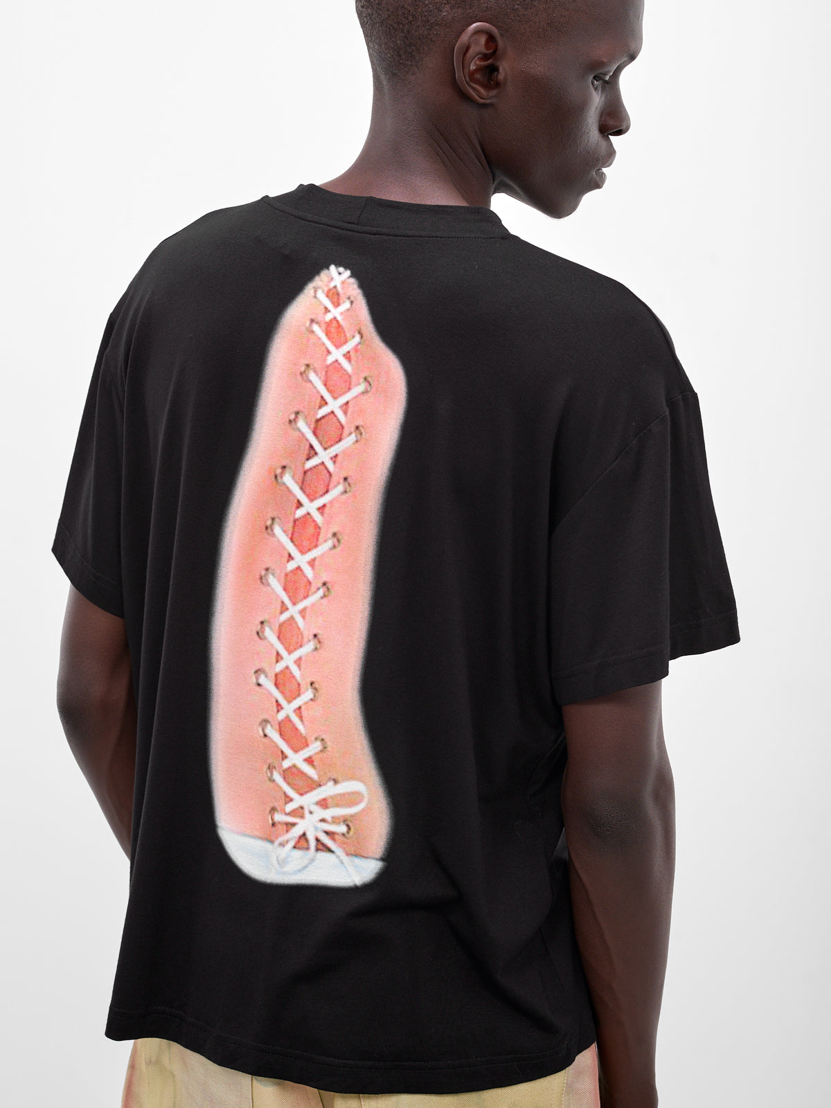 Black Lace-Up Ribbon Graphic Tee (RIBBON-T-SHIRT-BLACK)