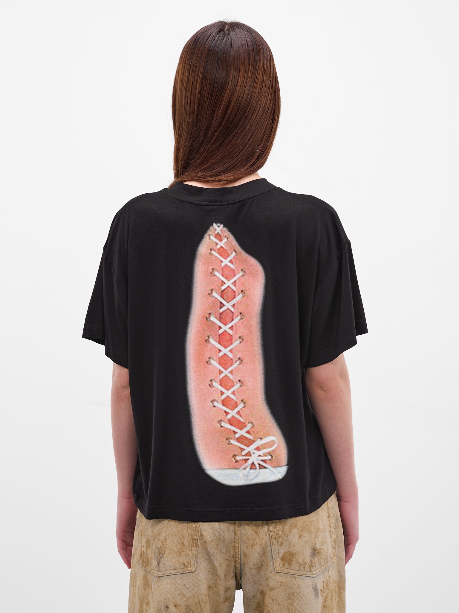 Black Lace-Up Ribbon Graphic Tee (RIBBON-T-SHIRT-BLACK)