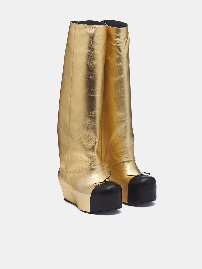 Riding Ballerina Toe Knee Boots (RIDING-BALLERINA-TOE-GOLD)