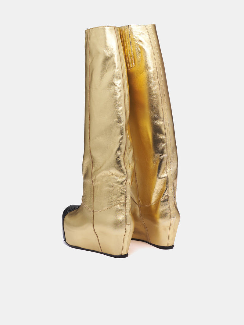 Riding Ballerina Toe Knee Boots (RIDING-BALLERINA-TOE-GOLD)
