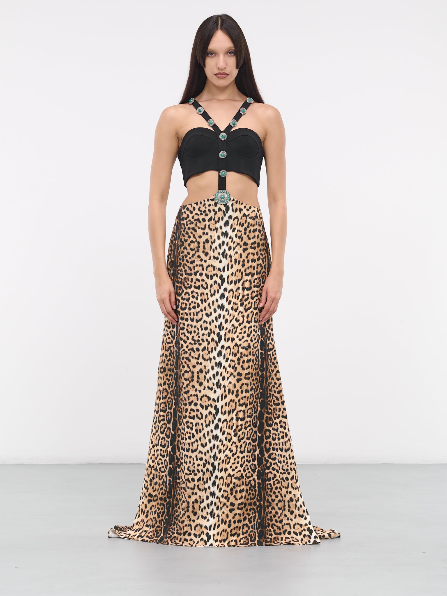 Leopard-print Maxi Dress (RKR105-ORH26-NATURAL)