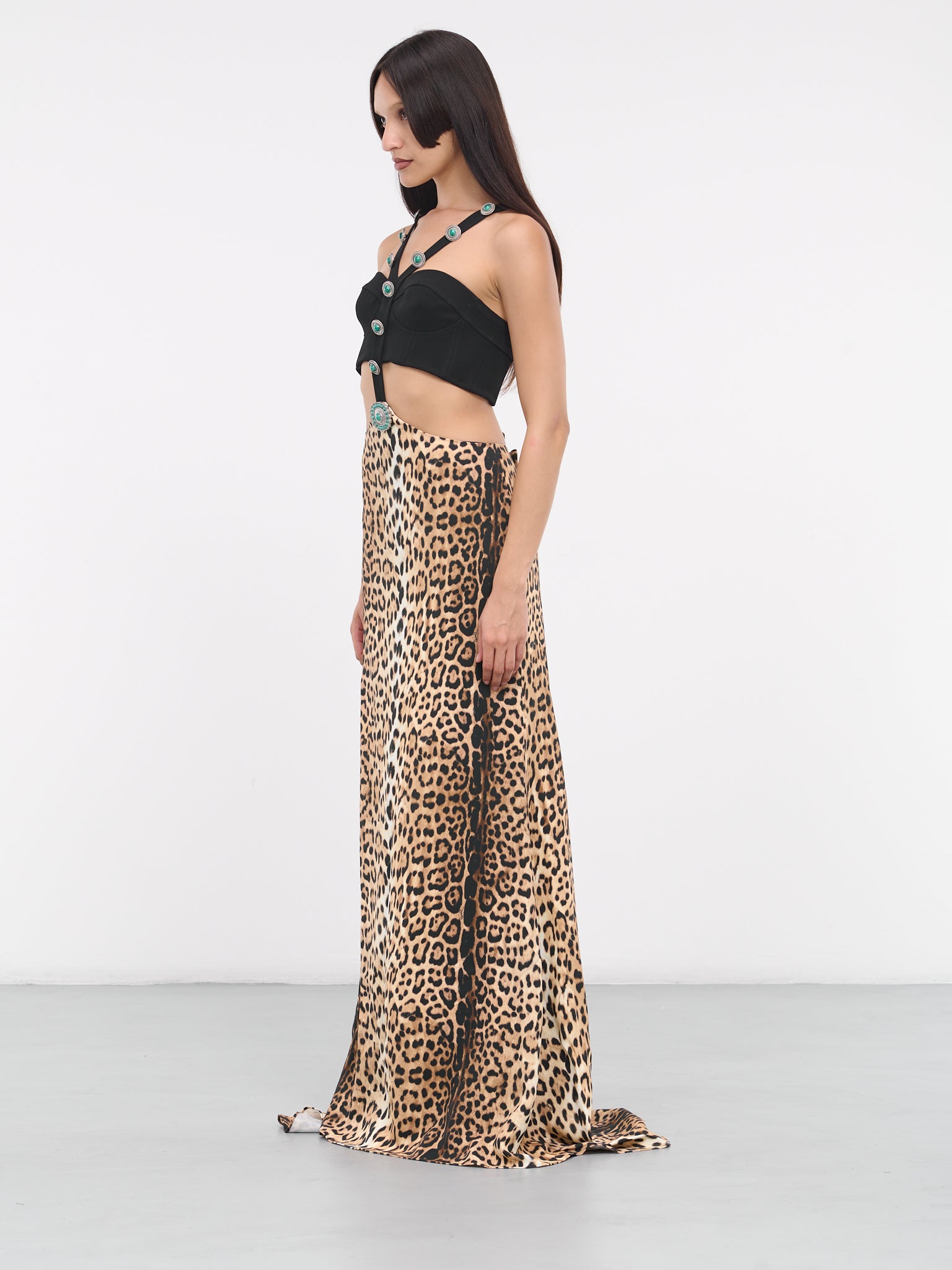 Leopard-print Maxi Dress (RKR105-ORH26-NATURAL)