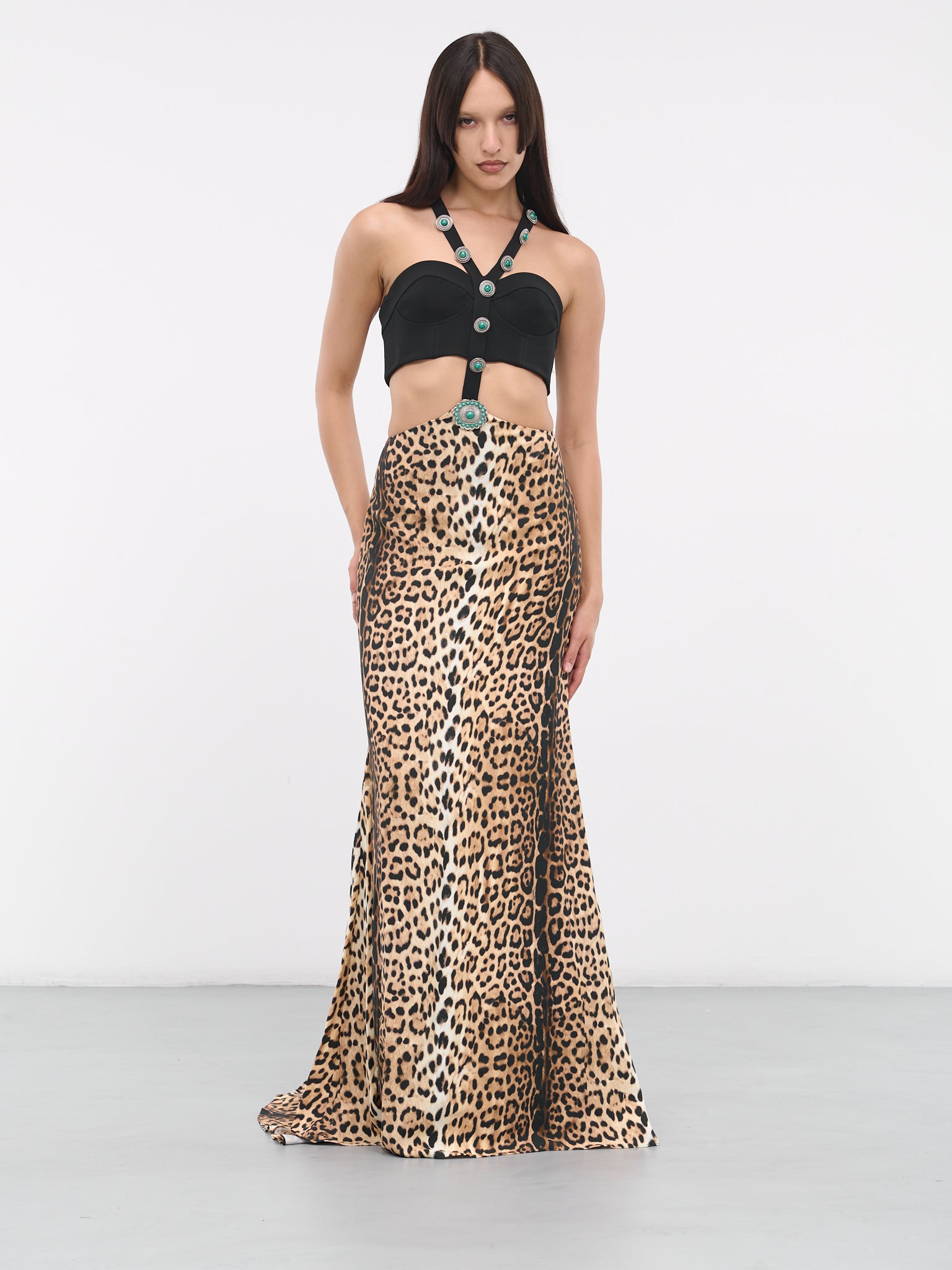Leopard-print Maxi Dress (RKR105-ORH26-NATURAL)