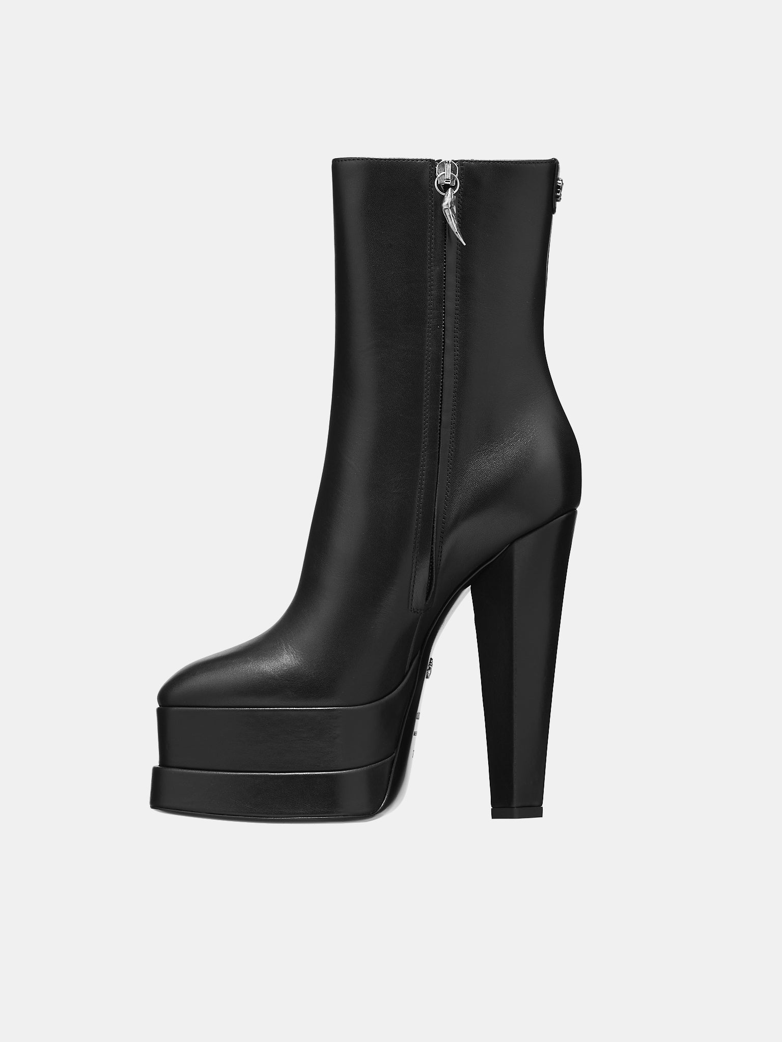 Leather Platform Boots (RKS010PZV10C-D0226-NERO-ARGENT)