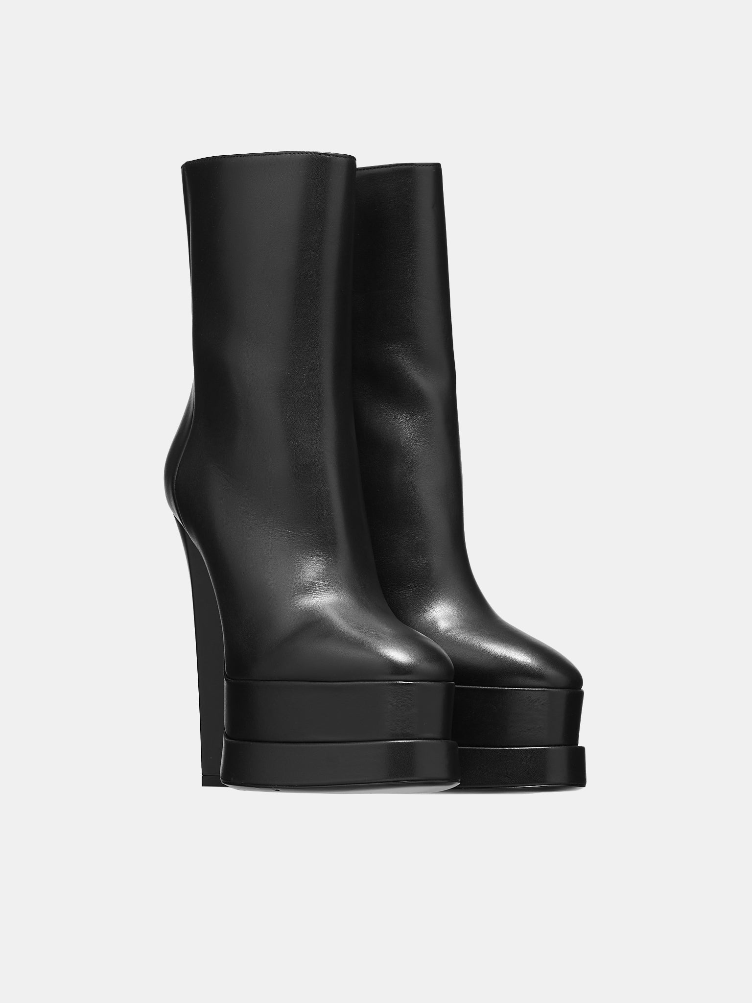 Leather Platform Boots (RKS010PZV10C-D0226-NERO-ARGENT)