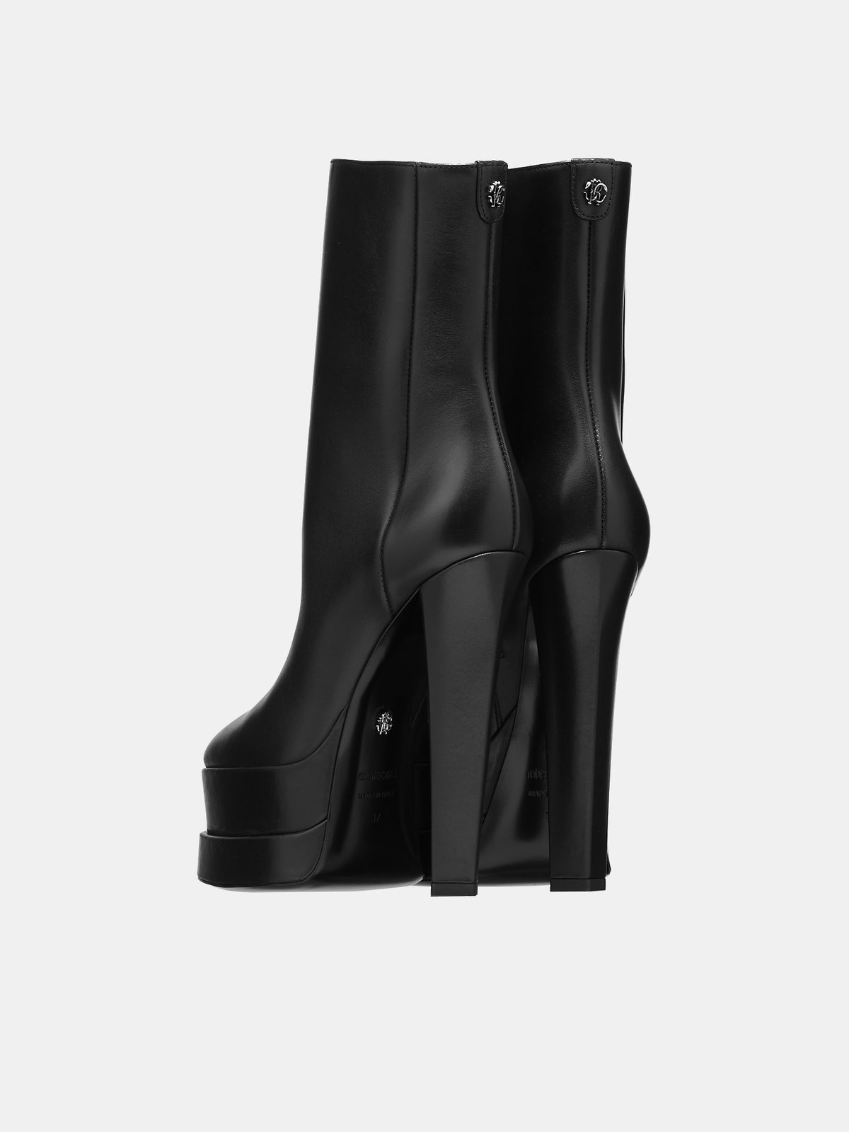 Leather Platform Boots (RKS010PZV10C-D0226-NERO-ARGENT)