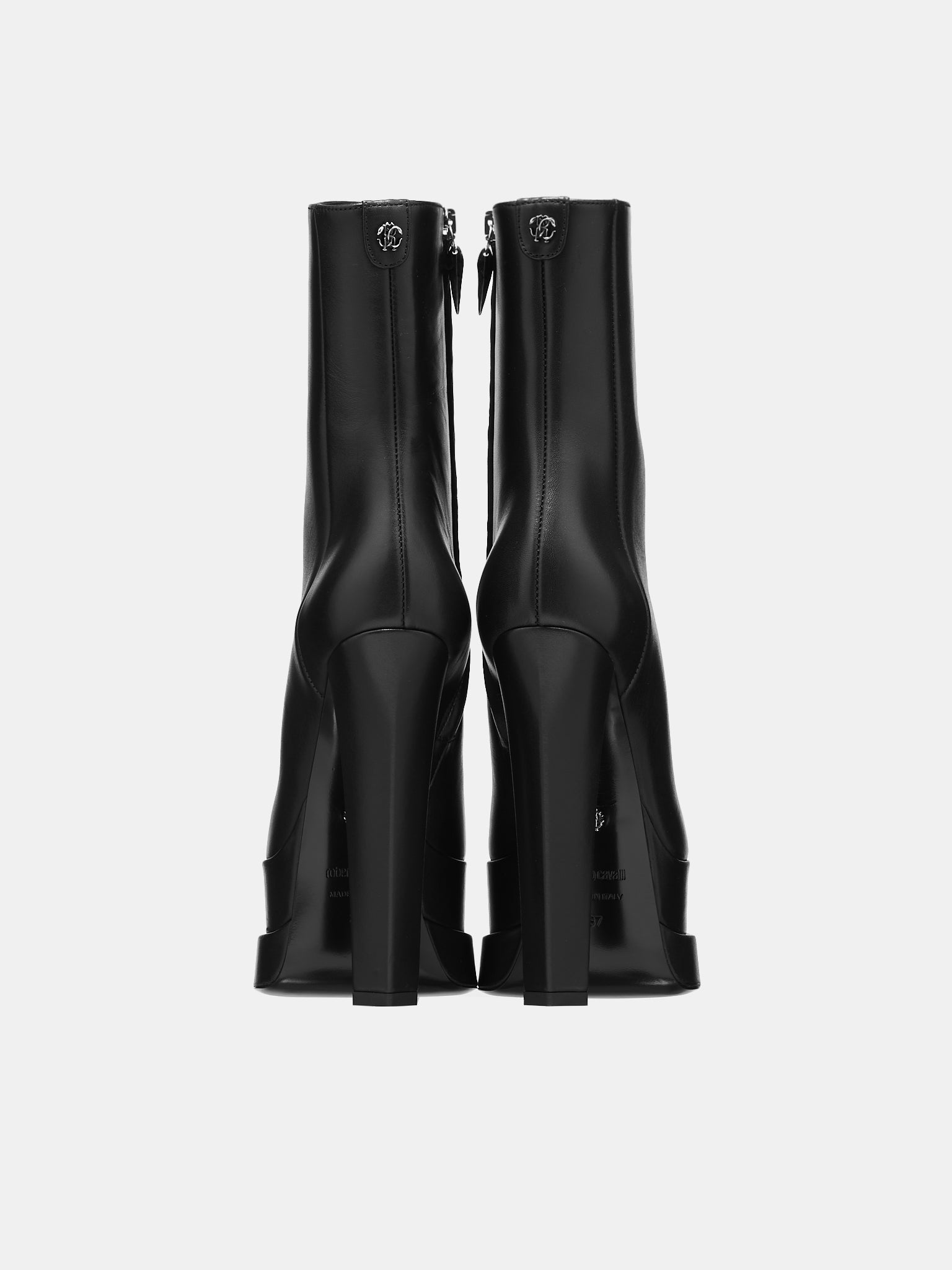 Leather Platform Boots (RKS010PZV10C-D0226-NERO-ARGENT)