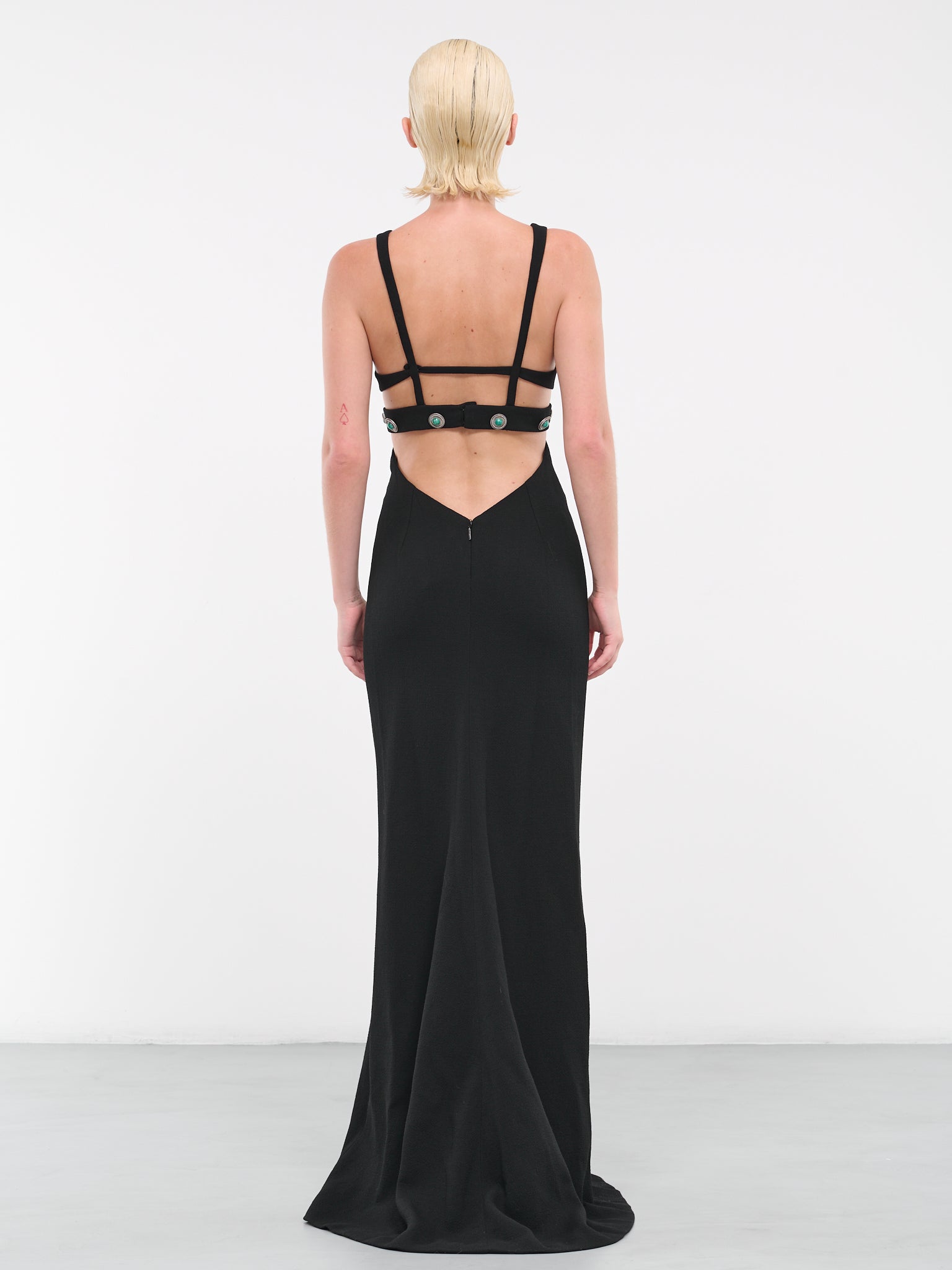 Embellished Cut-Out Maxi Dress (RKT103WR013C-05051-NERO Embellished Cut-Out Maxi Dress (RKT103WR013C-05051-NERO