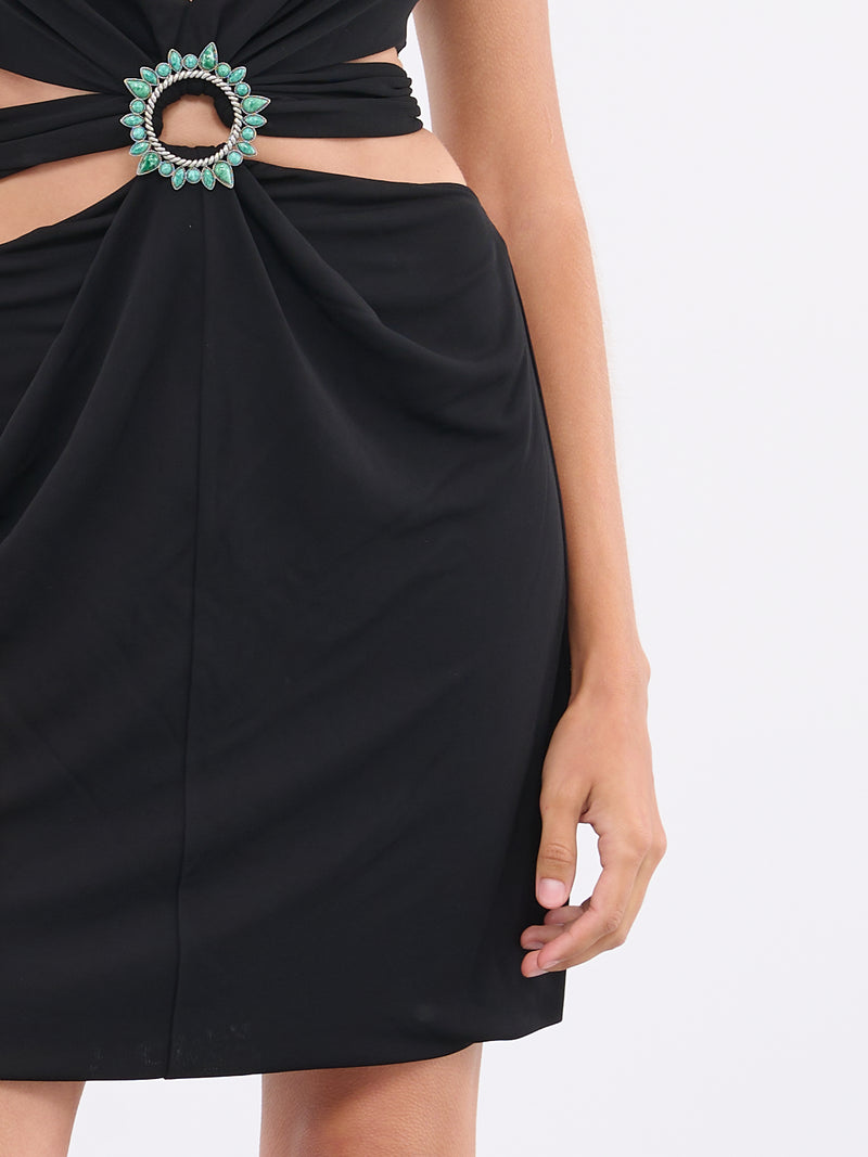 Embellished Cut-Out Mini Dress (RKT118-JJ051-BLACK)