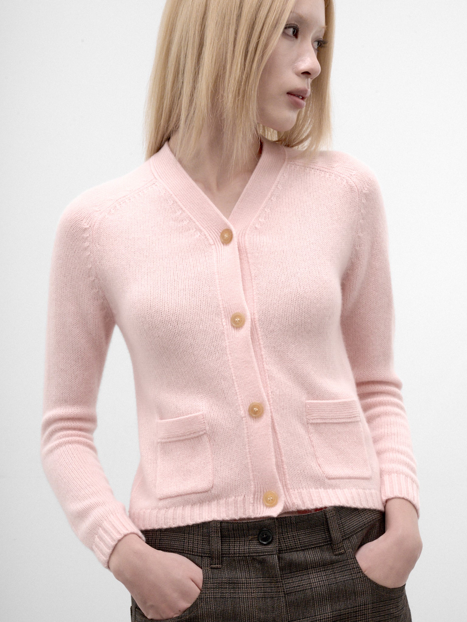 Pink Slim Knit Cardigan (RM-WN-KNIT000106-LIGHT-ROSE-PI)