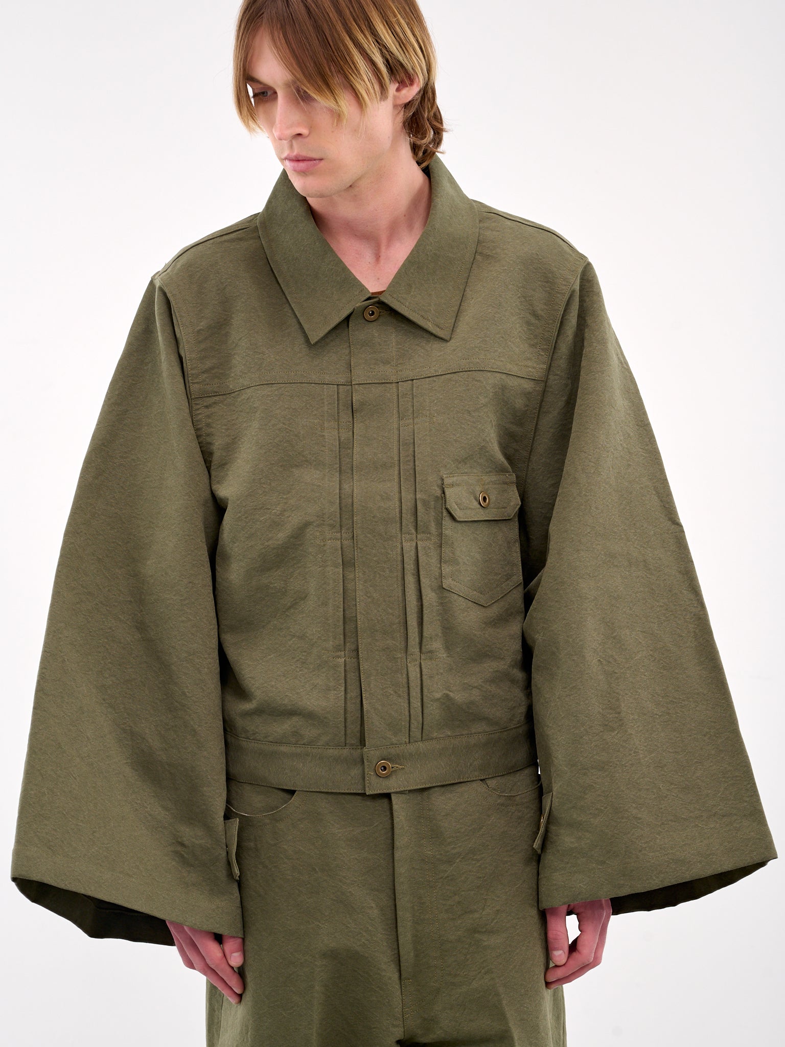Wide Sleeve Denim Jacket (RM251-027-OLIVE)