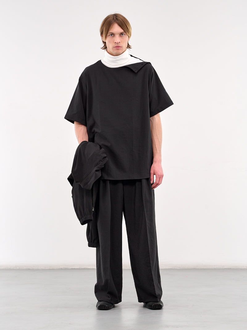 White Turtleneck Short Sleeve Tee (RM251-033-WHITE))