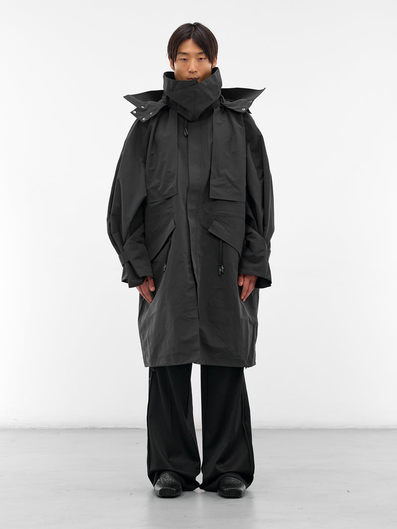 Black Nylon Oversized Parka Coat (RM252-002-BLACK)