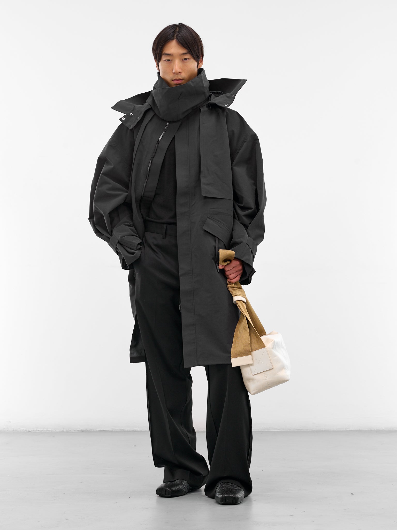 Black Nylon Oversized Parka Coat (RM252-002-BLACK)