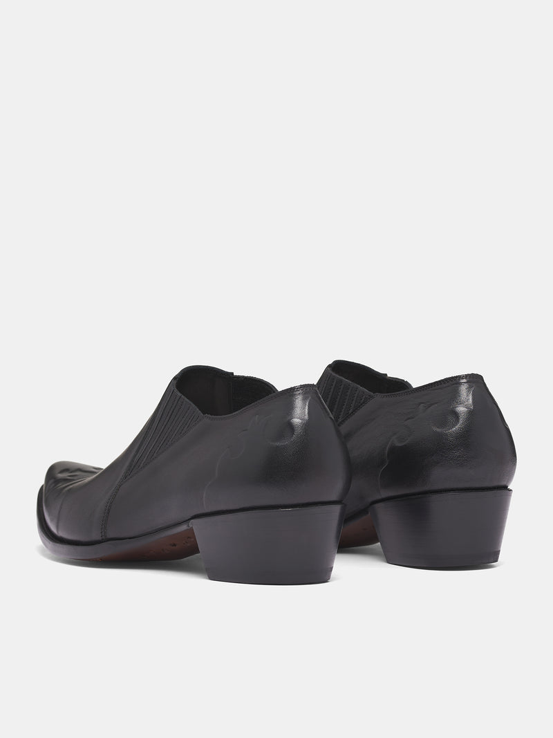 Black Leather Elastic Shoes (RM252-017-SMOOTH-BLACK)