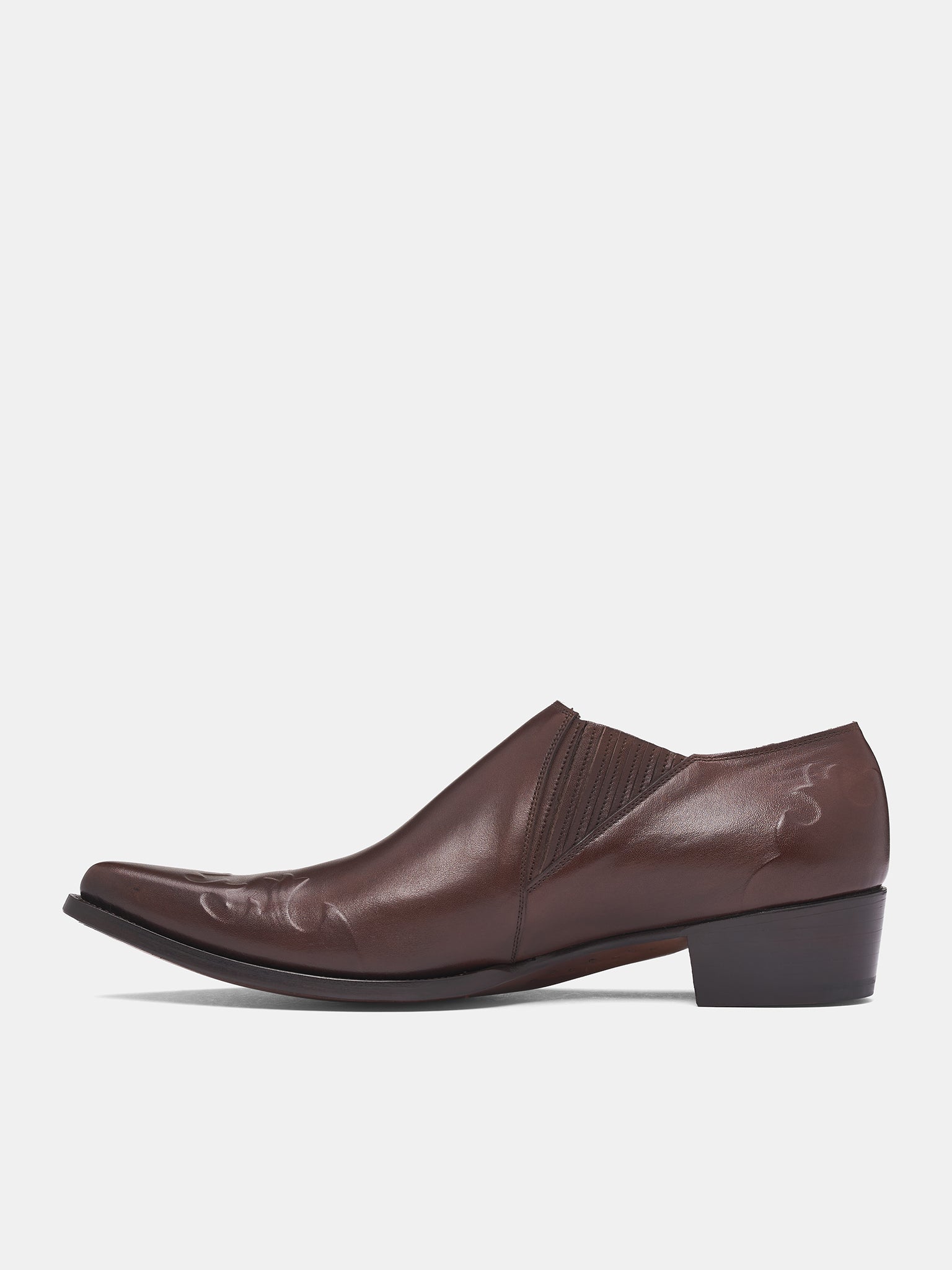 Brown Leather Elastic Shoes (RM252-017-SMOOTH-BROWN)