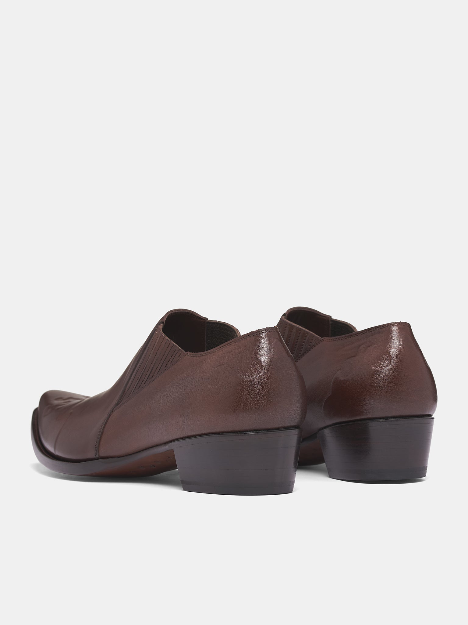 Brown Leather Elastic Shoes (RM252-017-SMOOTH-BROWN)