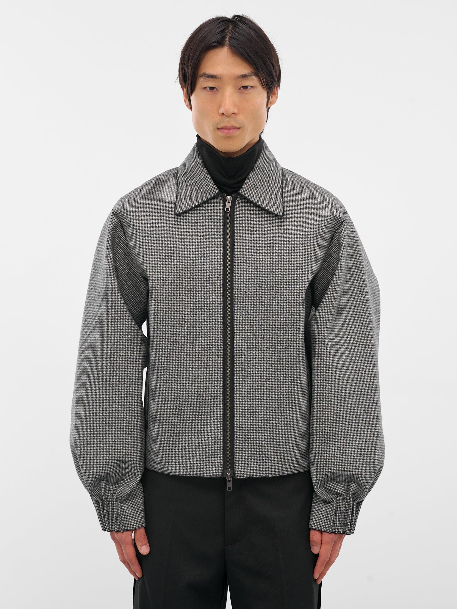 Houndstooth Wool Oversized Zip Jacket (RM252-032-HOUNDSTOOTH)