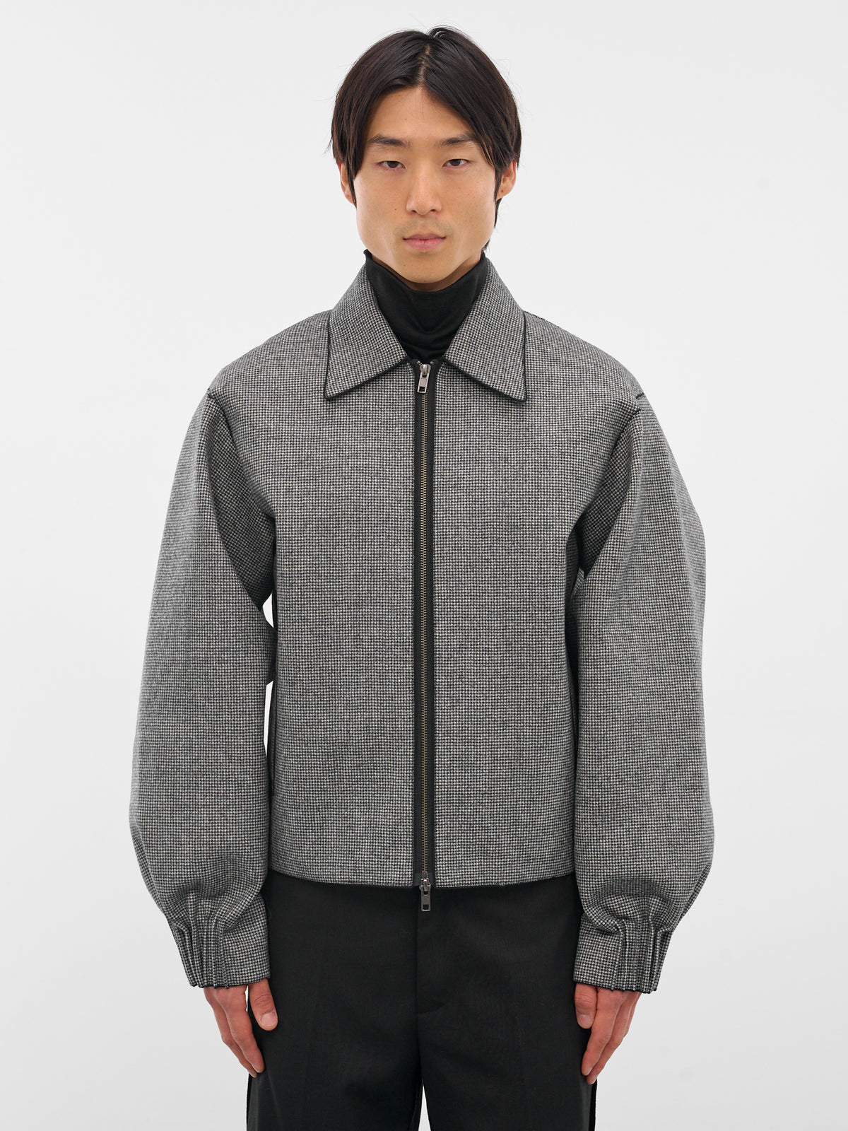 Houndstooth Wool Oversized Zip Jacket (RM252-032-HOUNDSTOOTH)