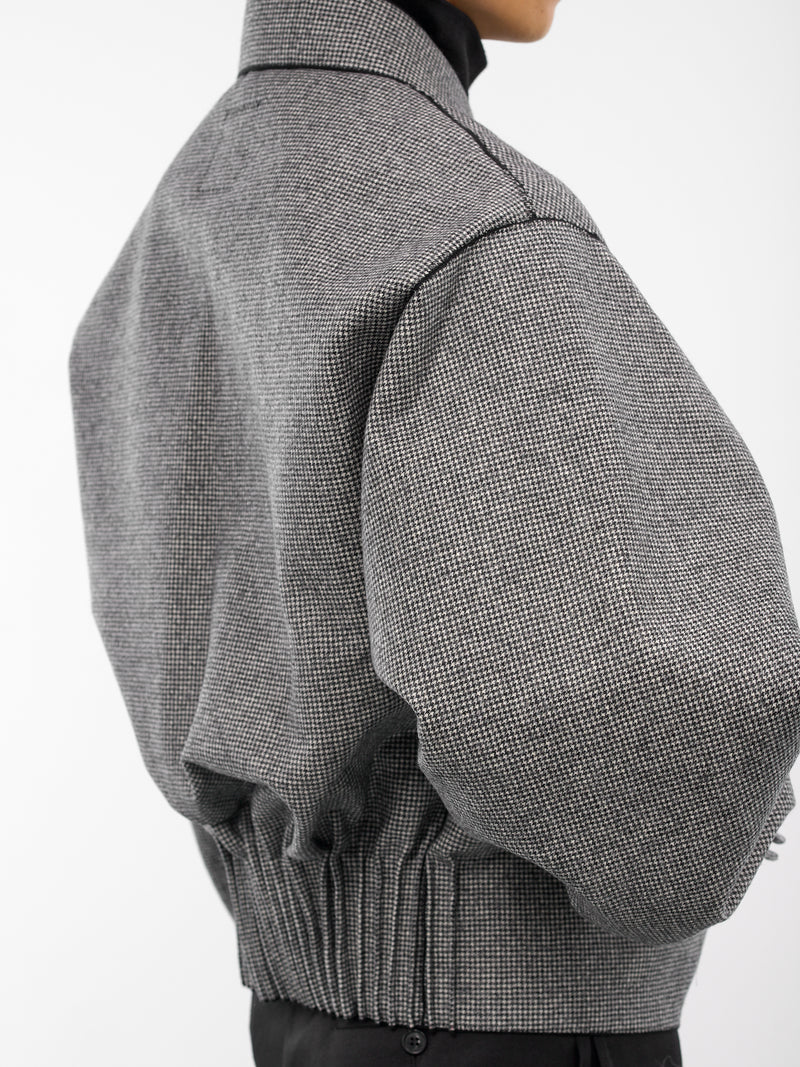 Houndstooth Wool Oversized Zip Jacket (RM252-032-HOUNDSTOOTH)