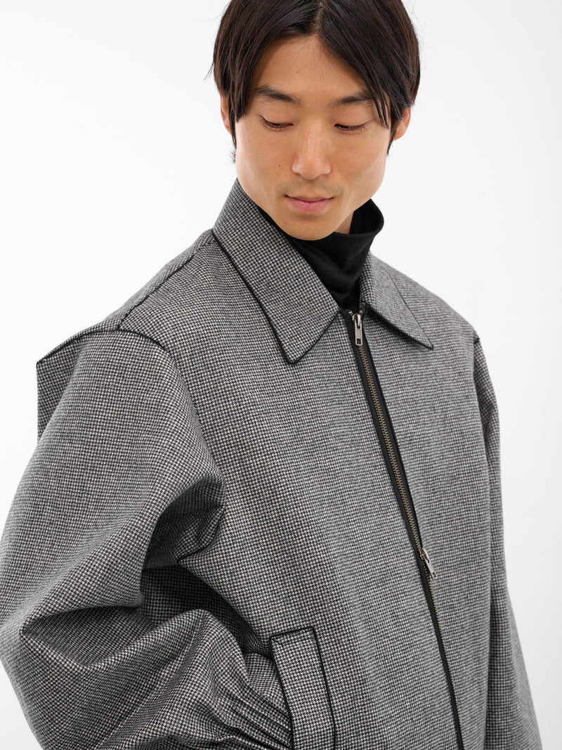 Houndstooth Wool Oversized Zip Jacket (RM252-032-HOUNDSTOOTH)