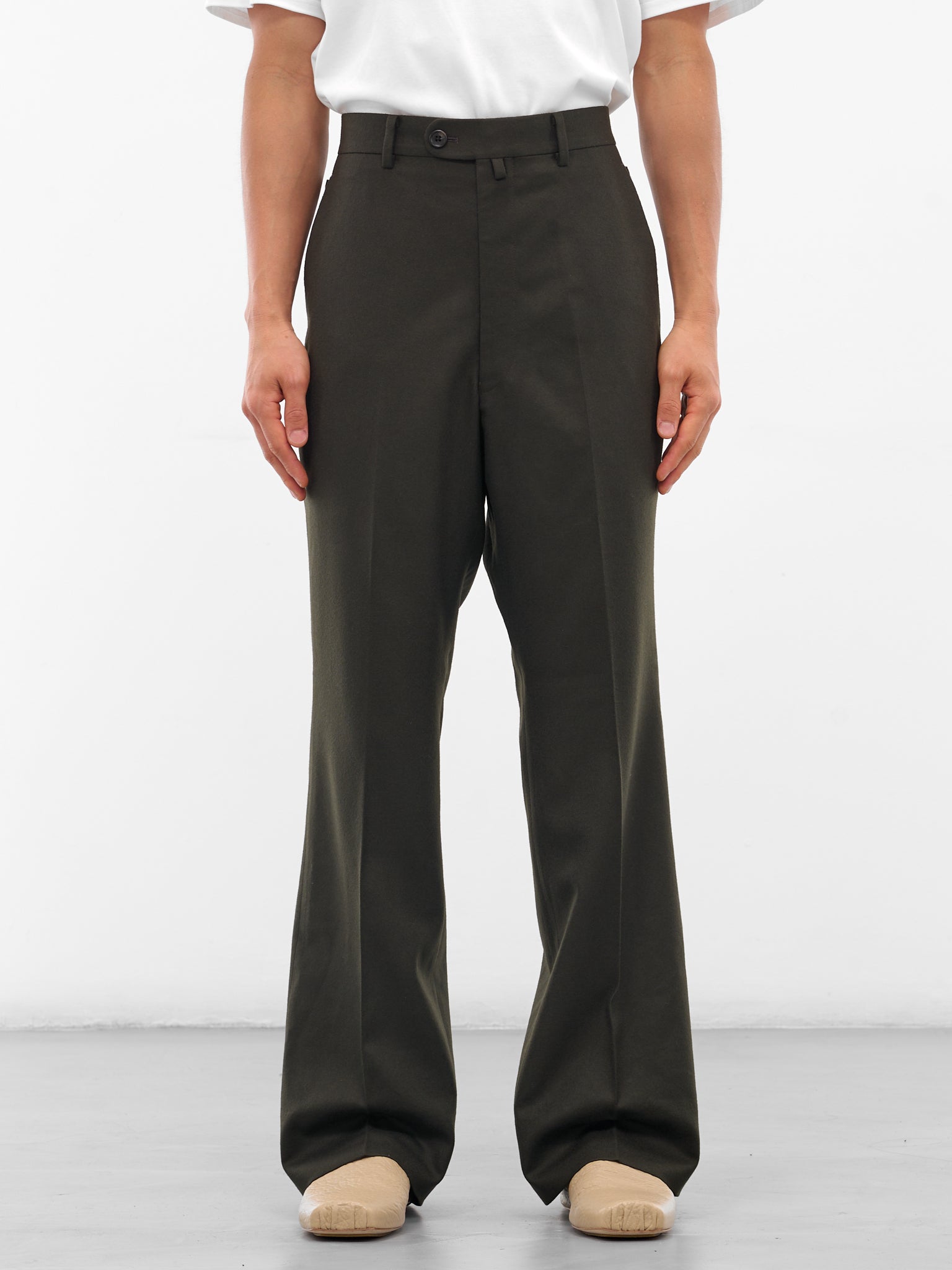 Olive Wool Tailored Trousers (RM252-039-DARK-OLIVE)