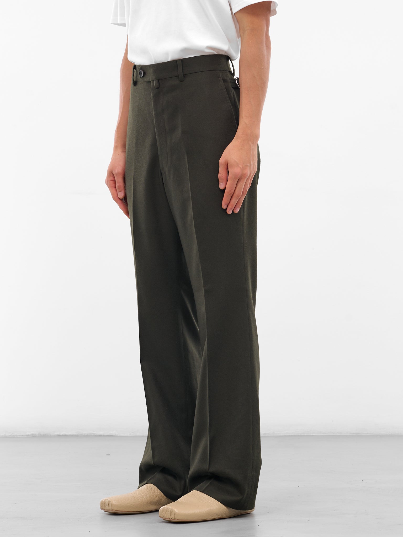Olive Wool Tailored Trousers (RM252-039-DARK-OLIVE)
