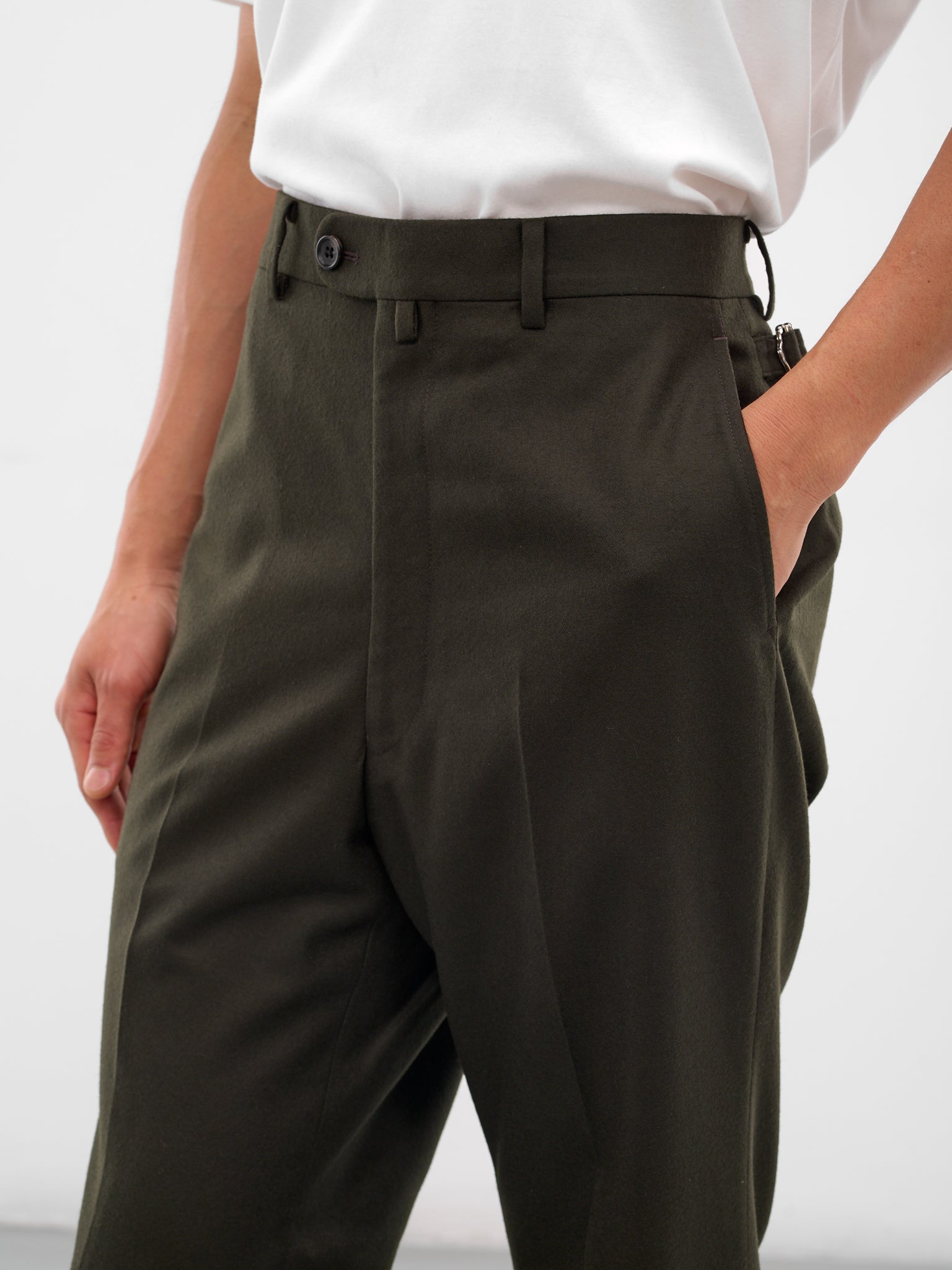 Olive Wool Tailored Trousers (RM252-039-DARK-OLIVE)