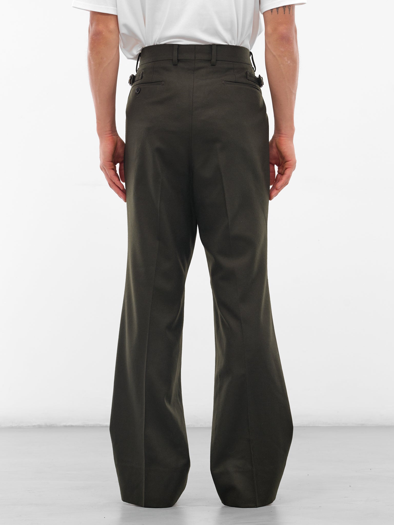Olive Wool Tailored Trousers (RM252-039-DARK-OLIVE)