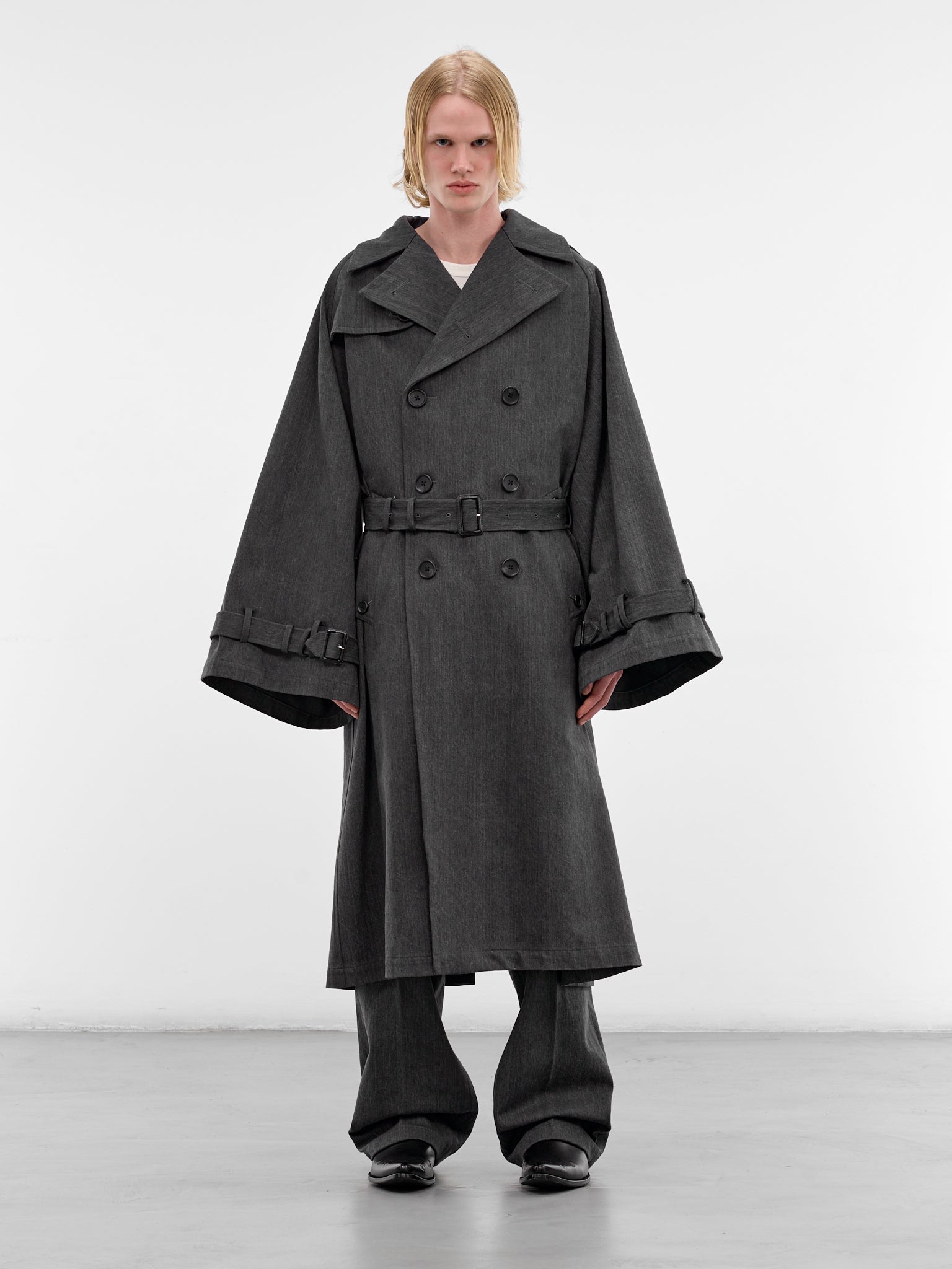 Gray Oversized Kimono Trench Coat (RM261-014-GRAY)