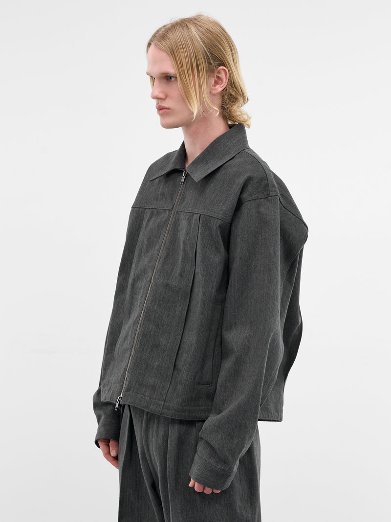 Gray Denim Boxy Zip Jacket (RM261-015-GRAY)