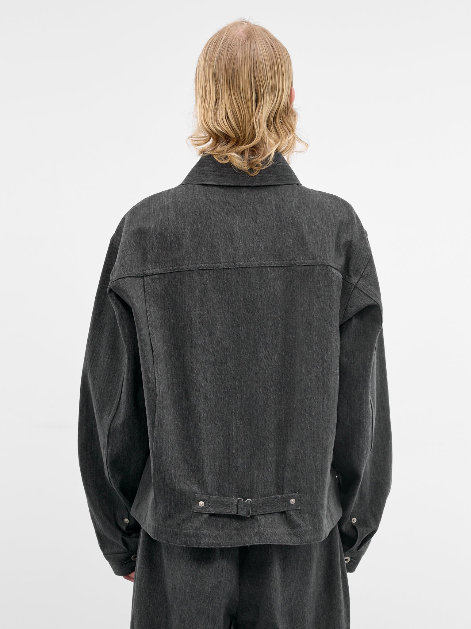 Gray Denim Boxy Zip Jacket (RM261-015-GRAY)