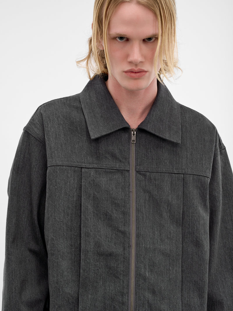 Gray Denim Boxy Zip Jacket (RM261-015-GRAY)